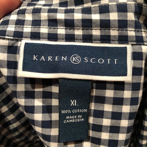 Karen Scott Plaid Button Down Top - Picture 5 of 5